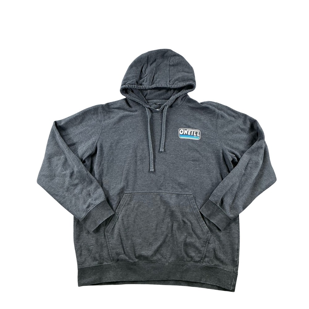 ONeill Mens Fleece Hoodie Pullover Charcoal Grey Graphic Logo Size Large